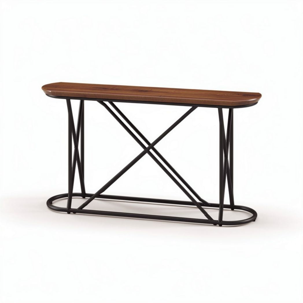 Wooden console table with metal frame 120 x 30 x 75cm for entryway use