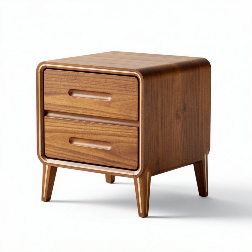 Wooden nightstand with two drawers and natural finish 45 x 40 x 50cm