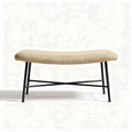 Upholstered ottoman footrest in beige fabric with black metal legs 100 x 50 x 40cm