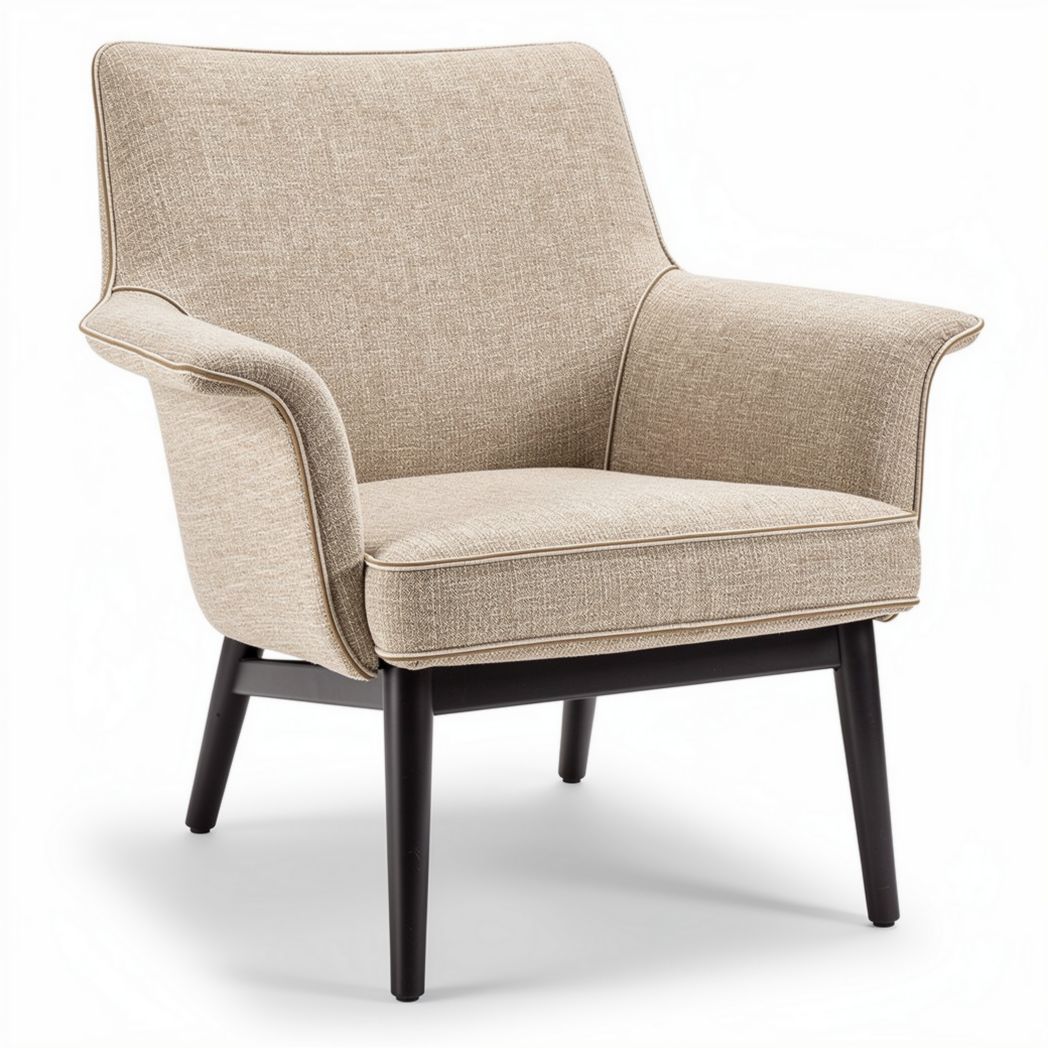 Fabric armchair with wooden legs in beige color dimensions 80 x 70 x 85cm