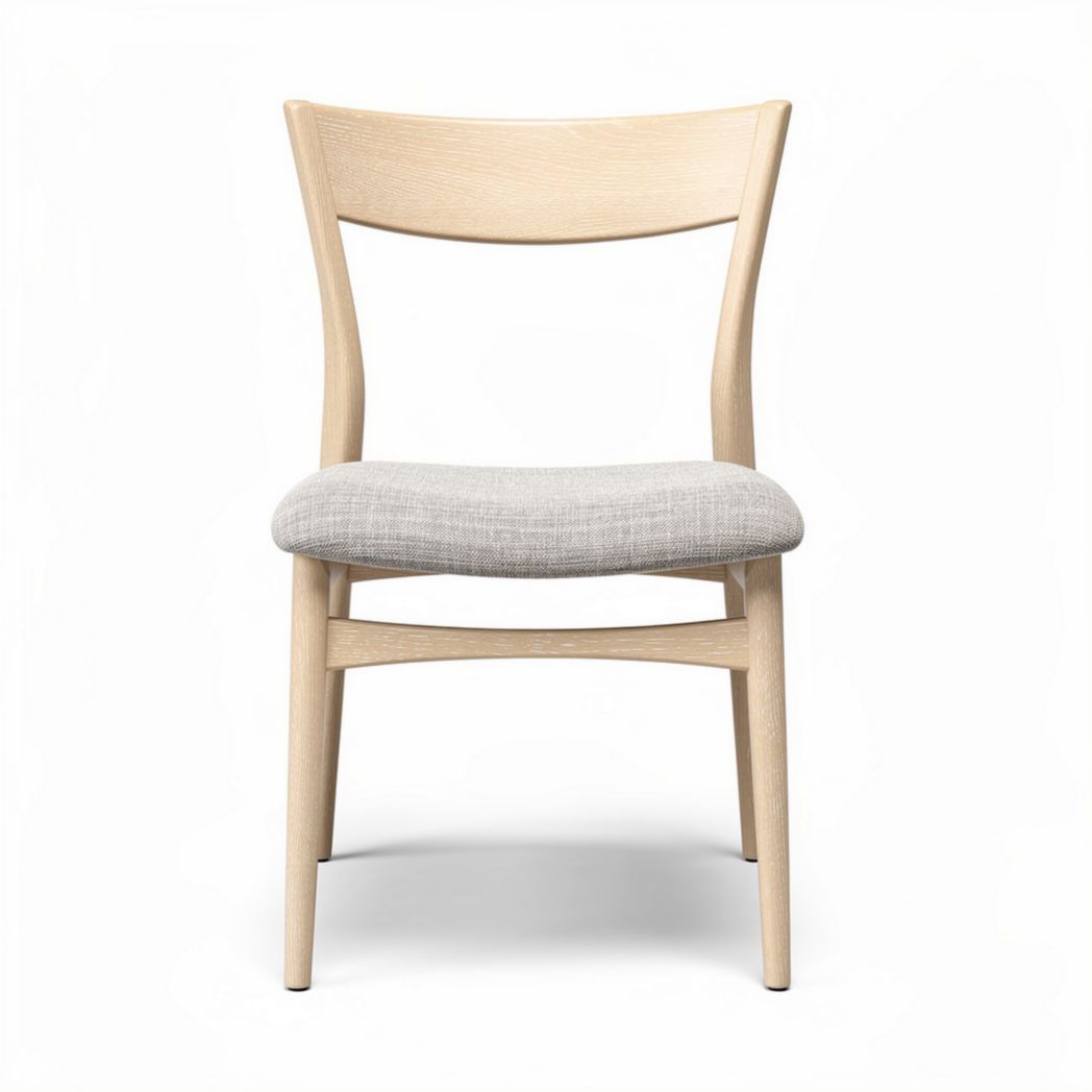 Wooden dining chair with fabric cushion in natural finish 45 x 50 x 80cm