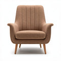 Modern upholstered armchair with wooden legs in light brown color 80 x 80 x 90cm