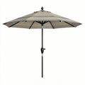 Outdoor patio umbrella with adjustable height and beige striped canopy 270 x 270 x 250cm